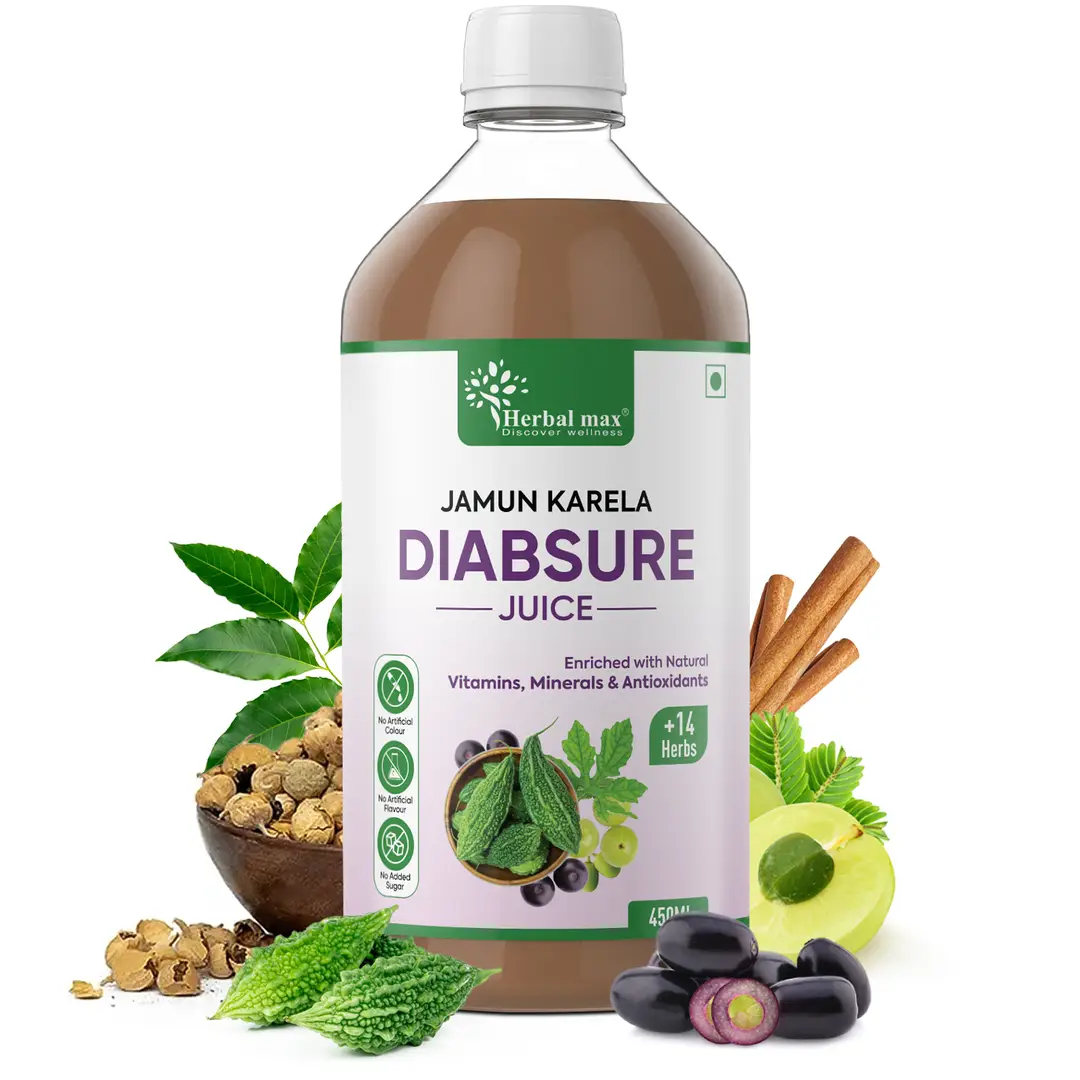Herbal Max Diabsure Juice with Karela Jamun and Natural Herbs for Managing Blood Sugar - 450 ml