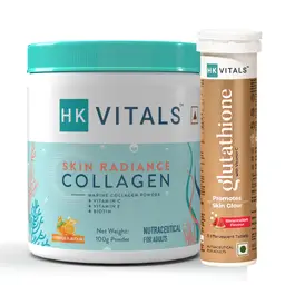 HealthKart HK Vitals Skin Radiance Collagen Powder, Marine Collagen (Orange, 100 g) & Glutathione Effervescent, 15 Tablets (Watermelon) icon