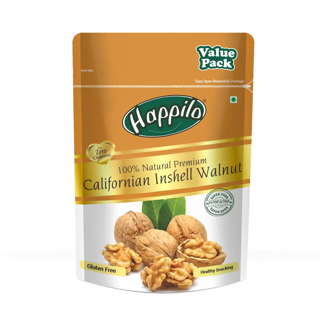 Happilo Premium 100% Natural Californian Inshell Walnut Kernels - Pack of 1 (500 gm)