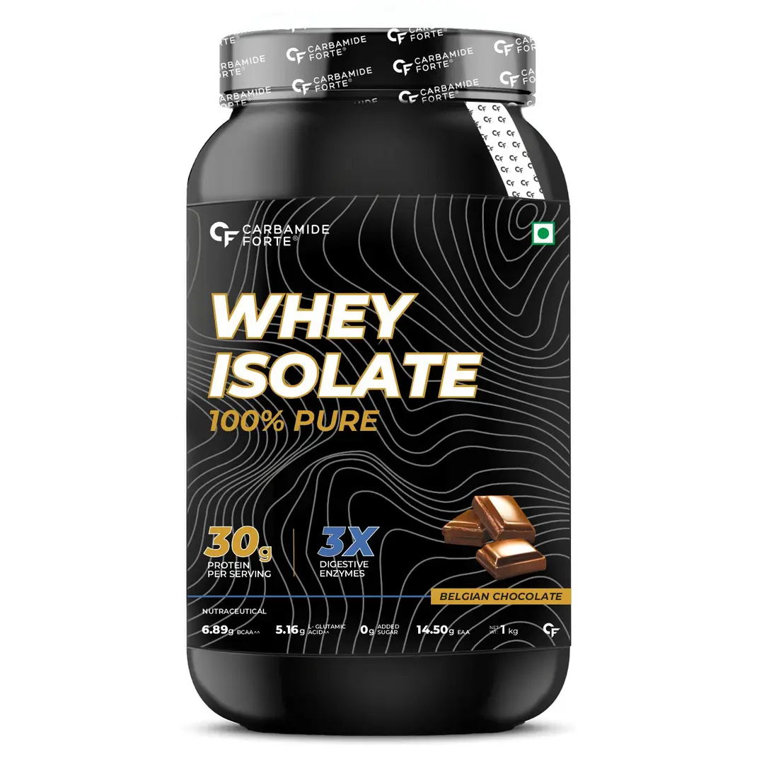 Carbamide Forte Whey Pure Isolate Protein Powder for Muscle Strength and Growth - Belgian Chocolate,1 kg