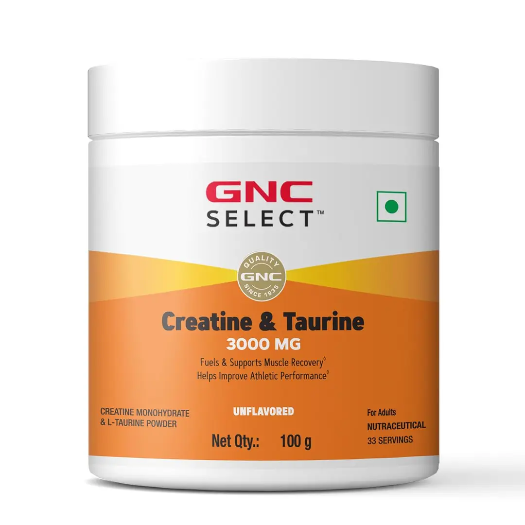 GNC Select Creatine & Taurine for Athletic Performance and Muscle Recovery - Unflavoured,100 gm