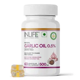 Inlife Natural Garlic Oil with Coconut Oil Filled Capsules for Heart Health, Immunity and Digestion