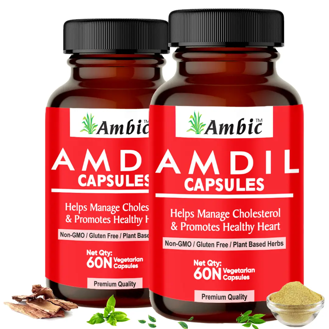 Ambic Wellness Amdil Heart Care with Arogya Vardhini Vati for Cardiac Wellness - Pack of 2 (120Capsules)