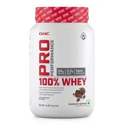 GNC Pro Performance 100% Whey Protein Powder | Boosts Strength & Endurance | Builds Lean Muscles | Fastens Muscle Recovery | Formulated In USA | 24g Protein | 5.5g BCAA icon