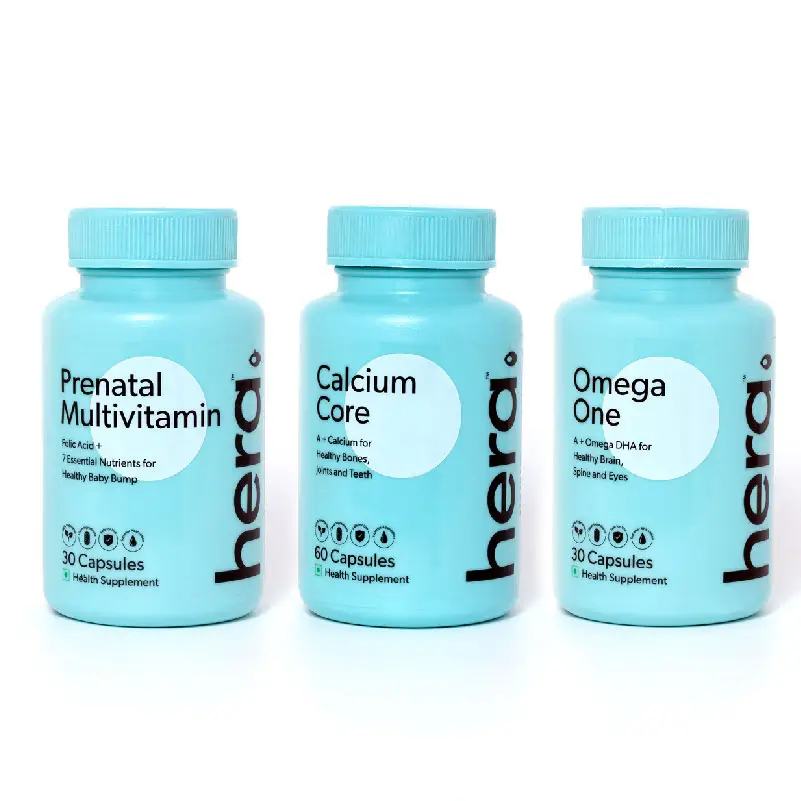 Hera - Pregnancy Care Bundle - Prenatal Multivitamin, Calcium Supplement and Omega 3 DHA Supplement - Pack of 1 (120 Capsules)