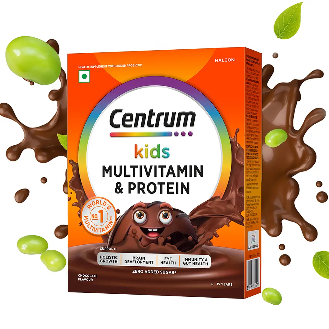 Centrum Kids Multivitamin & Protein Health Drink with 24 Vitamins, Minerals for Holistic Growth - 200 gm