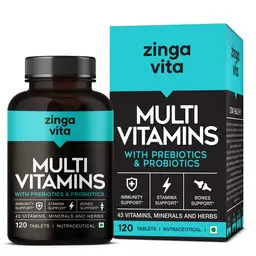 Zingavita - Multivitamin Tablets for Men & Women - With Probiotics & Prebiotics, Vitamin C, E, Zinc & Biotics- Enhances Energy, Stamina, Immunity and Skin - 120 Veg Tablets icon