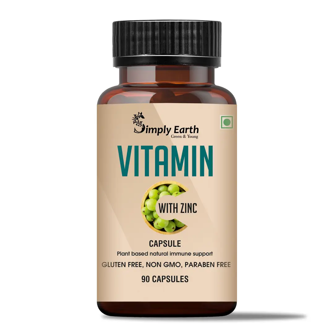 Simply Earth Natural & Organic Amla with Vitamin C & Zinc for Healthy Skin - Pack of 1 (90 Capsules)