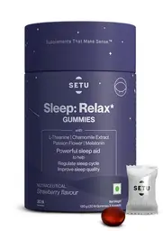 Setu Sleep: Relax Gummies, Melatonin 3mg, Chamomile Extract and L-theanine, Promotes Relaxation & Sleep, Helps Improve Sleep Quality & Anxiety, Non Habit Forming icon