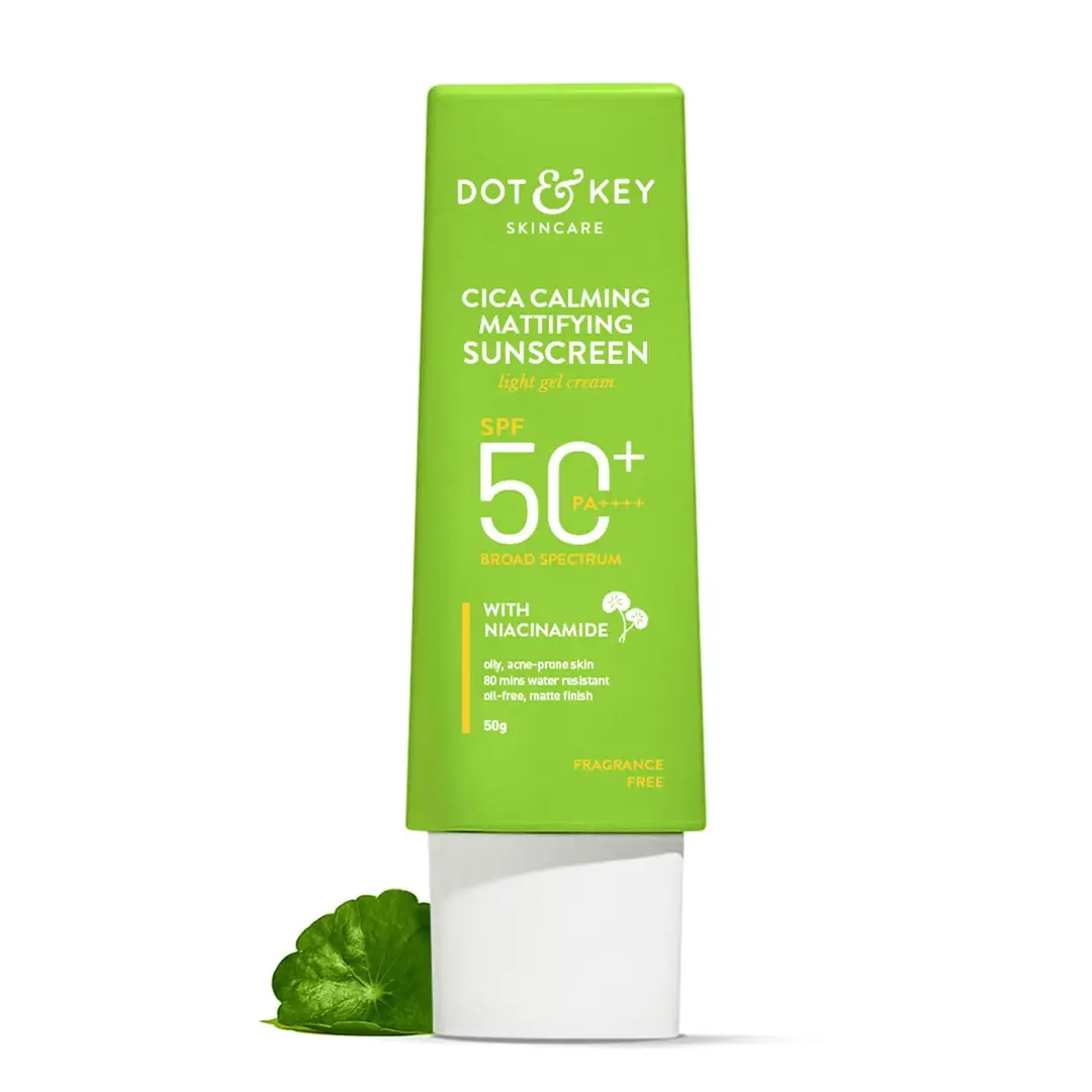 Dot & Key CICA Calming Mattifying Sunscreen SPF 50+ PA++++ with UV Protection for Oily and Acne Prone Skin - 50 gm