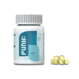 Punh - Fish Oil Softgel Capsules with 84% Pure Wild Caught Fish Oil, 300 mg EPA + 250 mg DHA, 550mg Of Omega 3, for Healthy Heart, Eyes, Brain, Joints, Skin & Hair icon