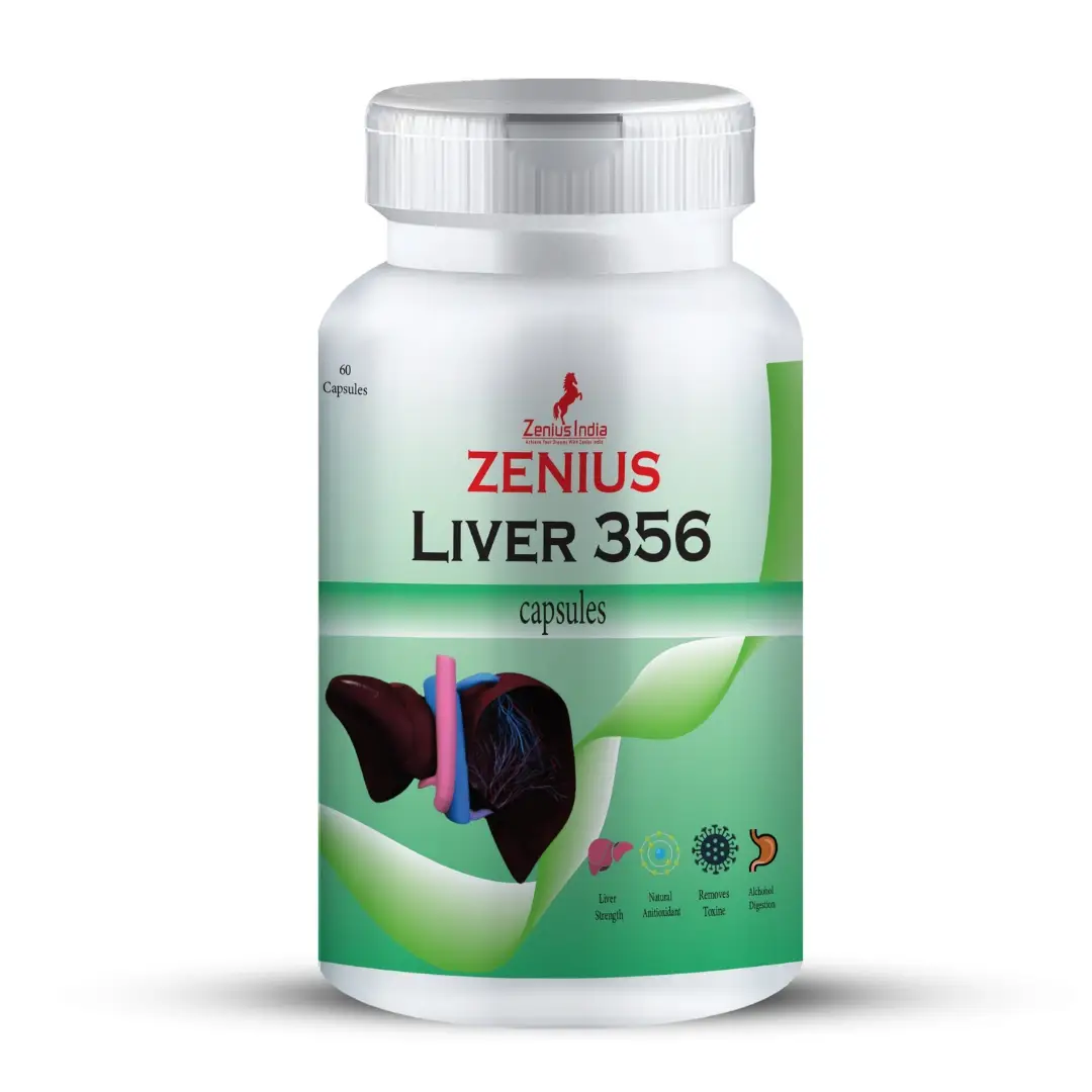 Zenius Liver 365 with Kalmegh, Kasani for Detox and Digestive Support - Pack of 1 (60 Capsules)