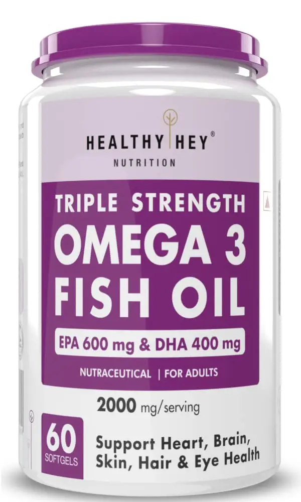 HealthyHey - Nutrition Fish Oil - Omega 3 - Supports healthy heart and brain - 60 Softgel - Pack of 1 (60 Softgels)