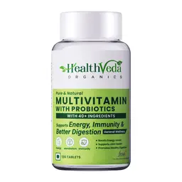 Health Veda Organics Multivitamin With Probiotics, 45 Ingredients, Vitamin C, D, Zinc, Magnesium, Giloy and Biotin for Bone and Joint Support