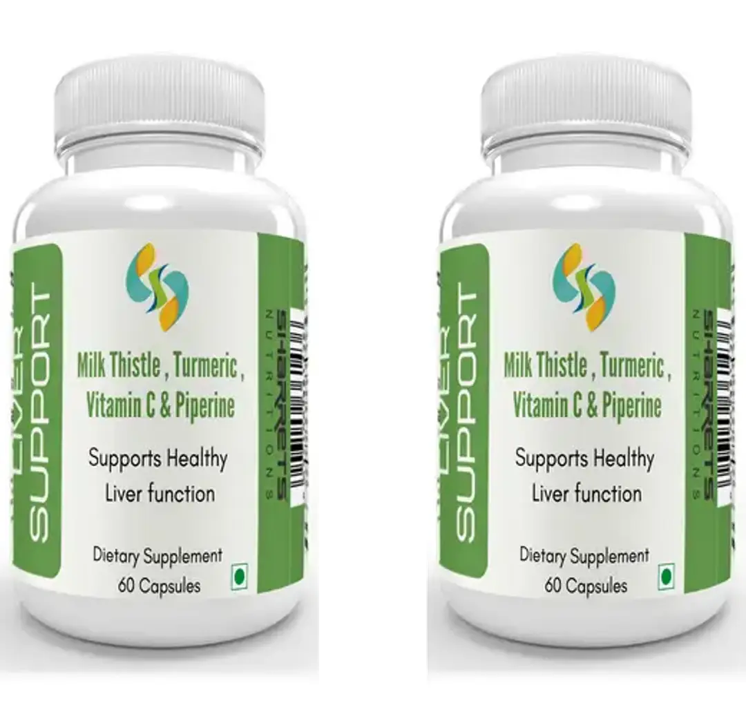 Sharrets Liver Support with Milk Thistle, Vitamin C and Piperine for Liver Health - Pack of 2 (120 Capsules)