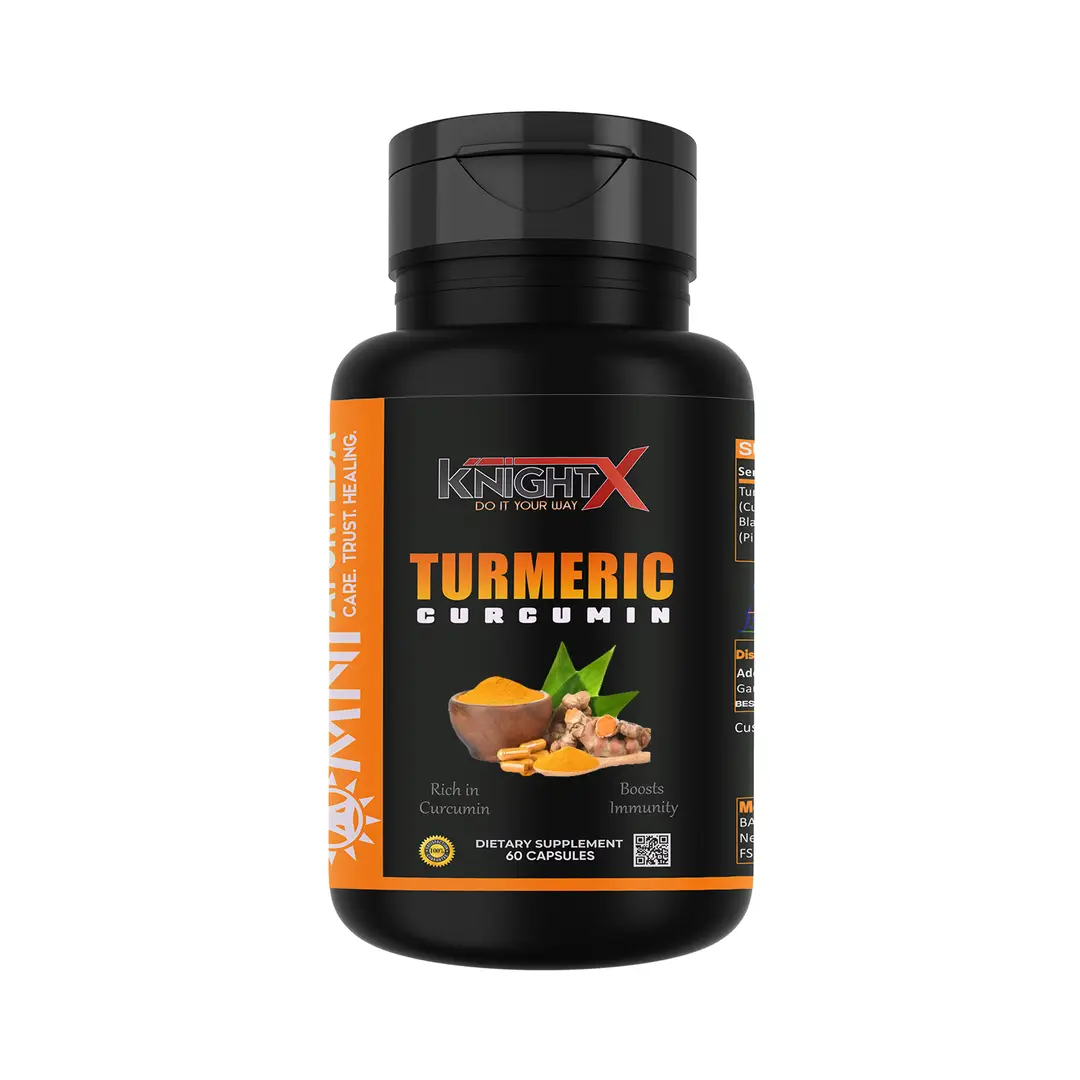 KnightX - Turmeric Capsules (Turmeric with Black Pepper), Curcumin Capsules - 60 Capsules - Pack of 1 (60 Capsules)