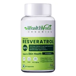 Health Veda Organics Resveratrol 250mg with Grape Seed, Green Tea, Pomegranate & Blueberry Extracts for Enhanced Absorption and Antioxidant Support