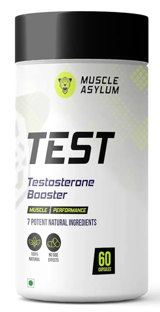 Muscle Asylum Test with Zinc, Magnesium, Milk Thistle for Testosterone Booster - Pack of 1 (60 Capsules)
