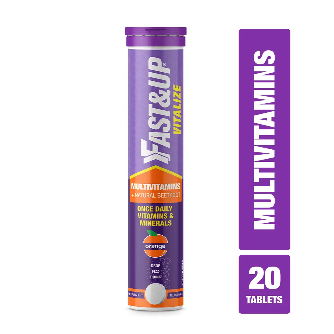 Fast&Up Vitalize 21 Fast-Acting Vitamins & Minerals for Energy and Heart Health - Pack of 1(20 Effervescent Tablets)