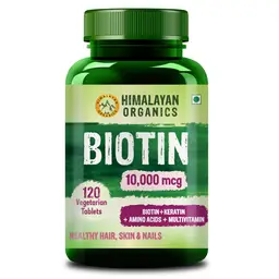 Himalayan Organics - Biotin 10,000 mcg Supplement with Keratin, Amino Acids & Multivitamin - 120 Tablets icon