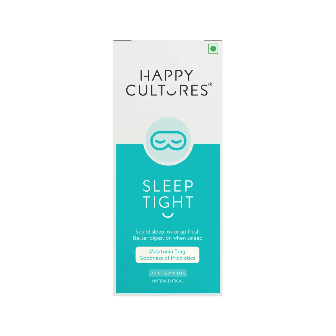 Happy Cultures Sleep Tight with Probiotic & Melatonin for Deeper Sleep & Wake up Refreshed - Pack of 1 (30 Tablets)