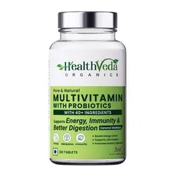 Health Veda Organics Multivitamin With Probiotics, 45 Ingredients, Vitamin C, D, Zinc, Magnesium, Giloy and Biotin for Bone and Joint Support icon