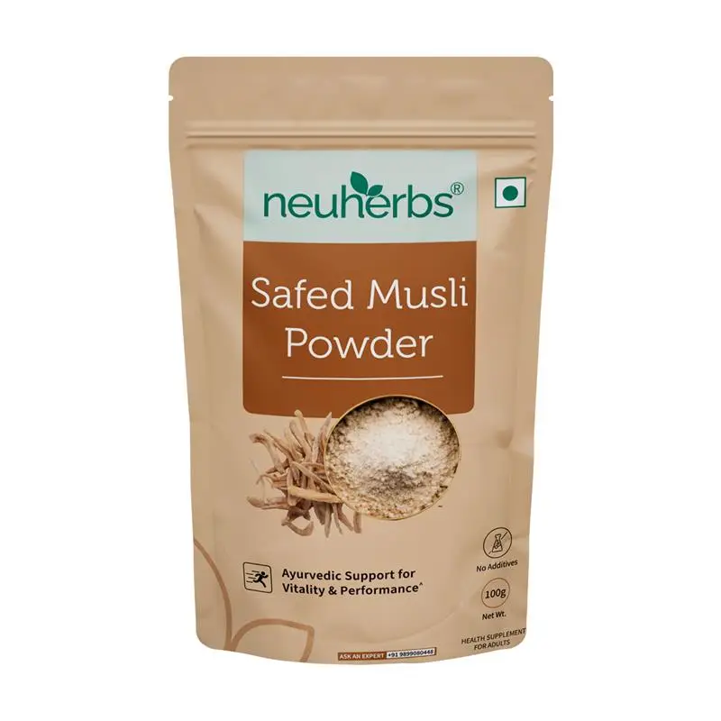 Neuherbs -  Organic Safed Musli Powder - with Organic Safed Musli root - for Enhancing Strength And Stamina - 100 gm