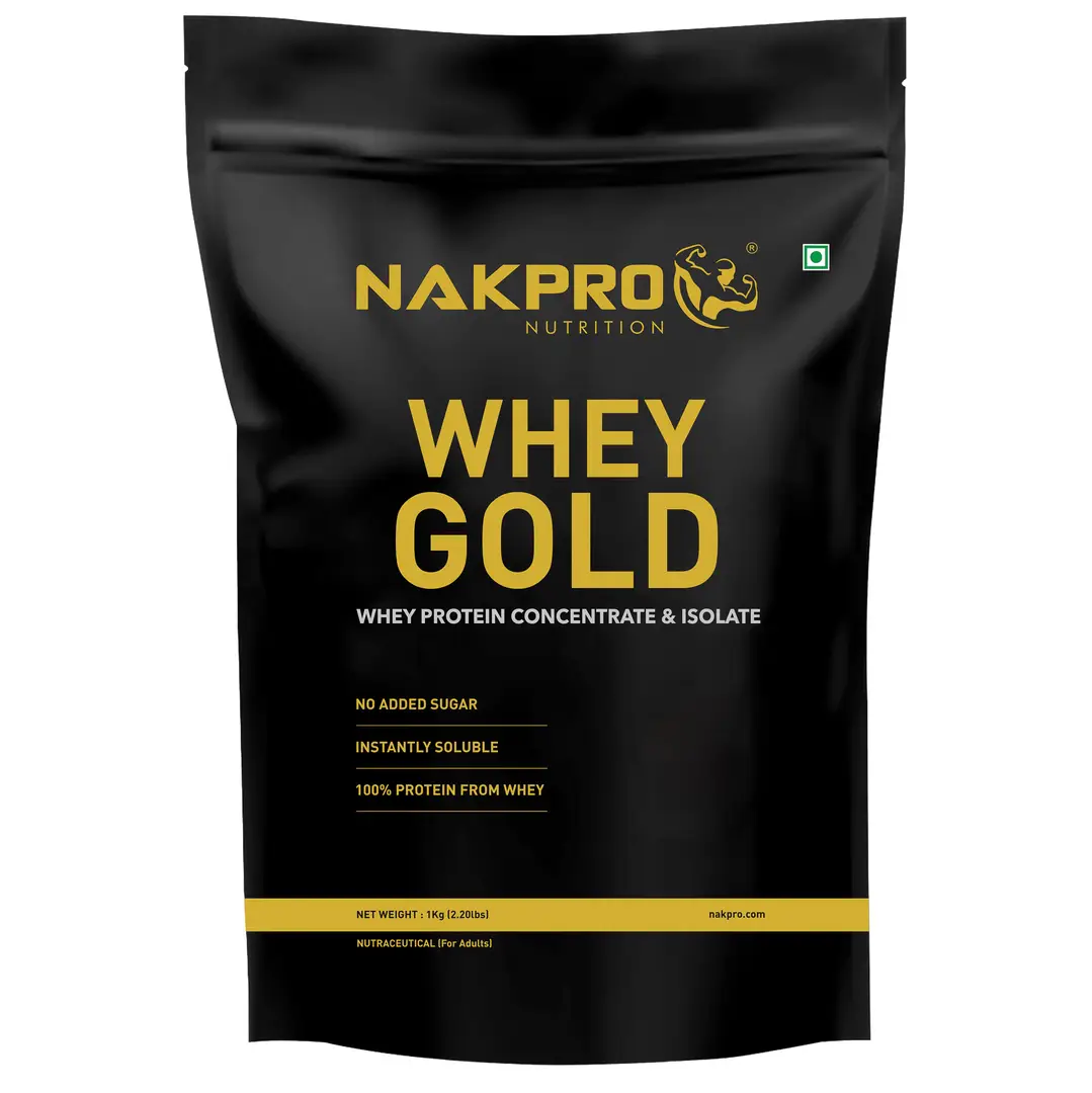 Nakpro GOLD 100% Whey Protein Concentrate Supplement Powder for Muscle Support and Post Workout Recovery - Cookies & Cream,2.2 lb