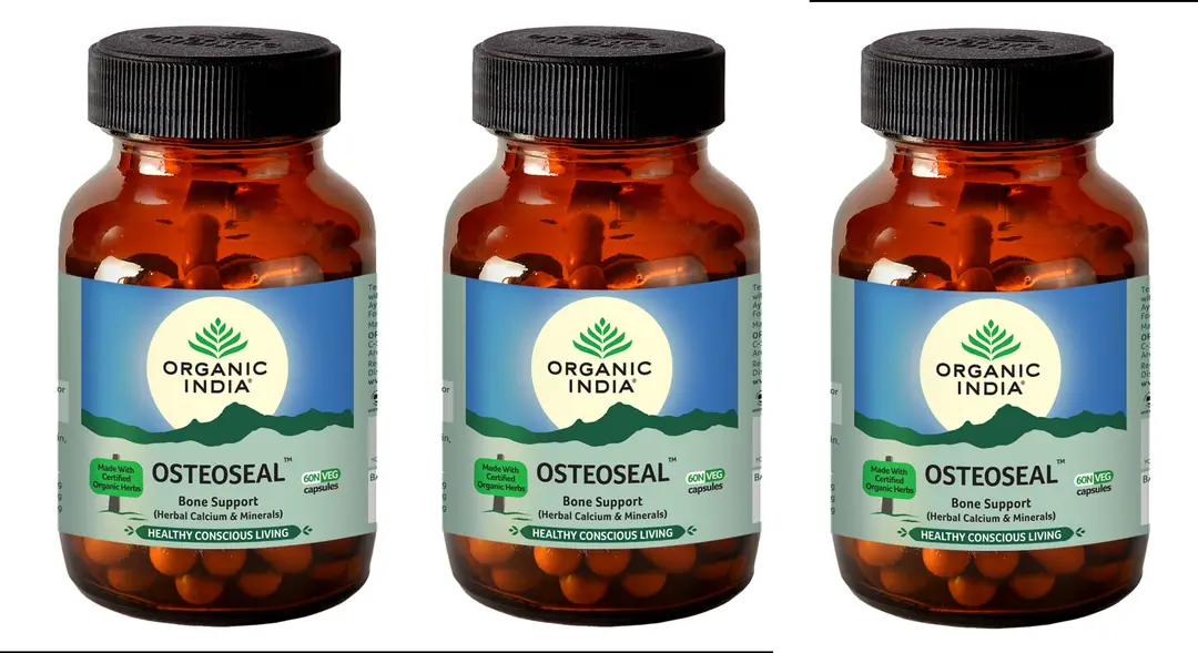 Organic India Osteoseal - Helps to increase bone mineral density, enhances healing of fractured bones and callus formation and improves cartilage regeneration. - Pack of 3 (180 Capsules)