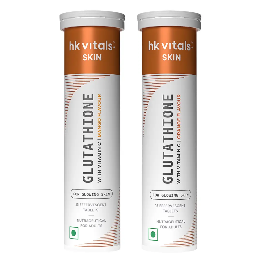 hk vitals Glutathione| L-Glutathione Tablets with Vitamin C & E | For Skin Glow & Hydration - Mango & Orange