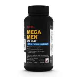 GNC Mega Men One Daily Multivitamin for Men | Promotes Men's Well-Being | Supports Muscle Function | Boosts Immunity | Improves Memory & Focus | Formulated In USA | 32 Premium Ingredients icon