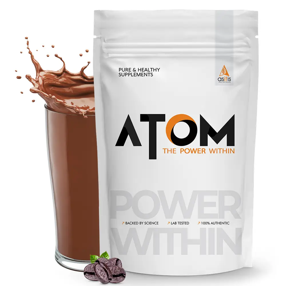 AS-IT-IS Atom Whey Protein with Digestive Enzymes for Building Strength And Endurance - Café Latte (1000 gm)