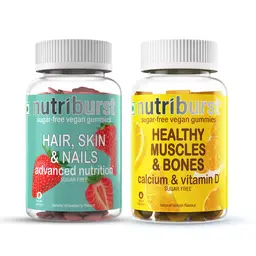 Nutriburst -  Hair, Skin & Nails Advanced Nutrition 60 Strawberry Flavour Gummies  + Nutriburst -  Healthy Muscles and Bones Calcium and Vitamin D Sugar Free 60 Natural Lemon Flavour Gummies icon