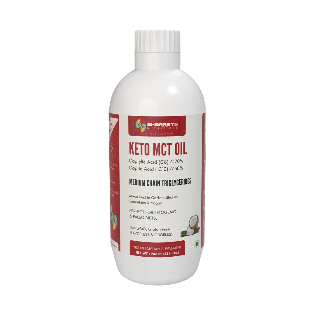 Sharrets Vegan Keto MCT Oil for Fat loss, Intermittent fasting and Energy - Pack of 1 (946 ml)