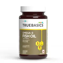 TrueBasics Omega 3 Fish Oil Triple Strength with 1250 mg Omega 3, 560 mg EPA and 400 mg DHA for Muscle Recovery, Healthy Heart, Joints and Brain icon