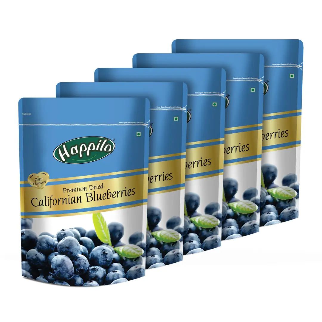 Happilo Premium Dried Californian Blueberries - Pack of 5 (750 gm)