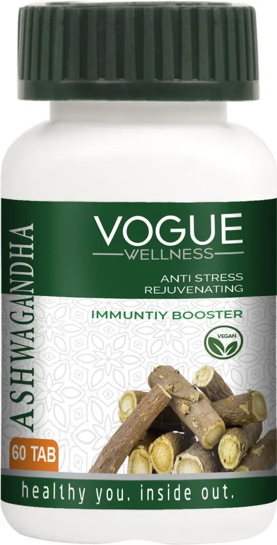 Vogue Wellness Ashwagandha for Anti Stress, Rejuvenates body and Immunity Booster - Pack of 1 (60 Tablets)