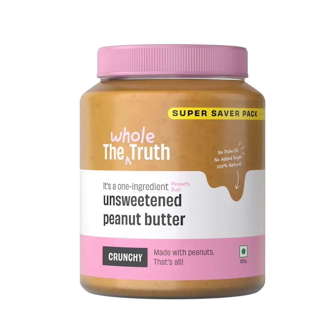 The Whole Truth - Unsweetened Peanut Butter - Crunchy | All Natural | Gluten Free | Vegan - 925 gm