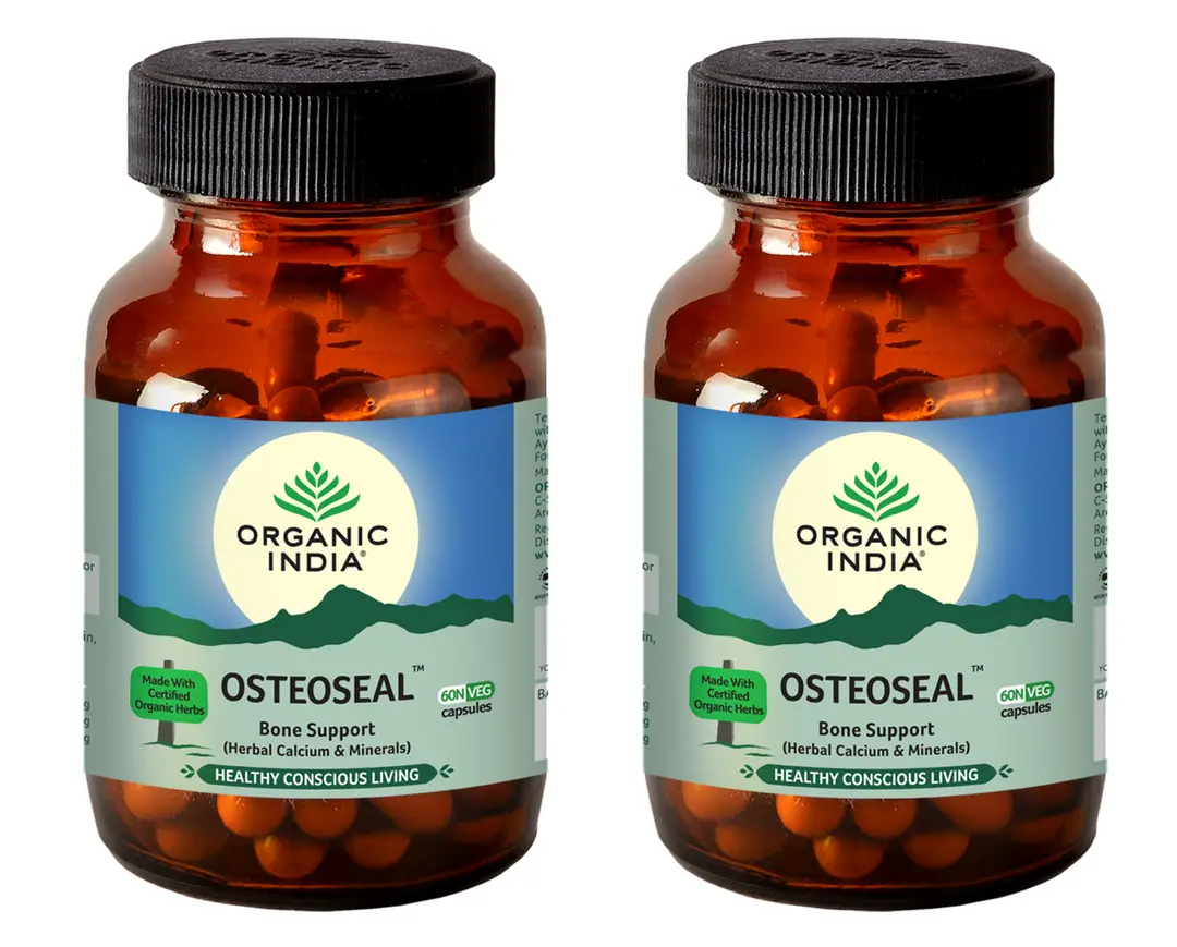 Organic India Osteoseal - Helps to increase bone mineral density, enhances healing of fractured bones and callus formation and improves cartilage regeneration. - Pack of 2 (120 Capsules)
