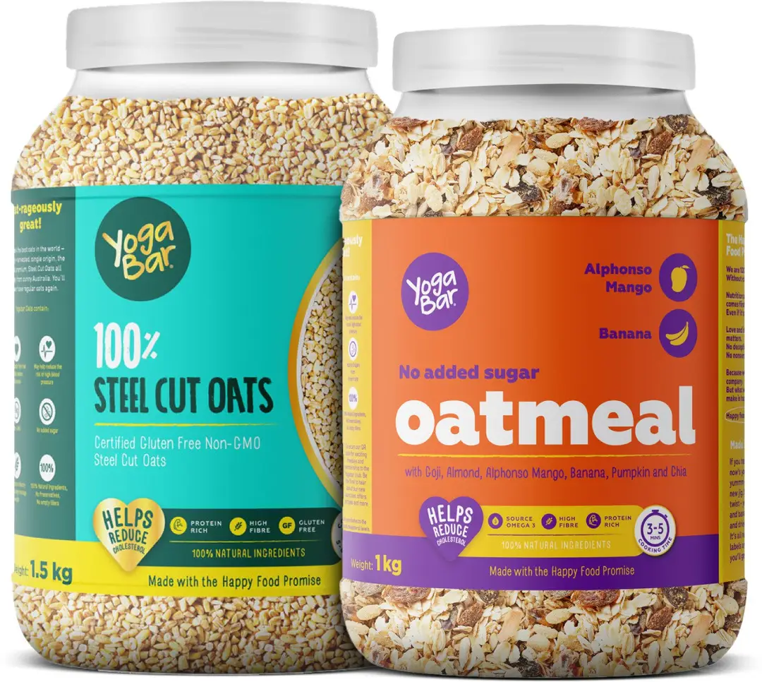 Yogabar - Steel Cut Oats 1.5kg - Oatmeal 1kg Combo - Combo pack (Steel Cut Oats & Oatmeal )
