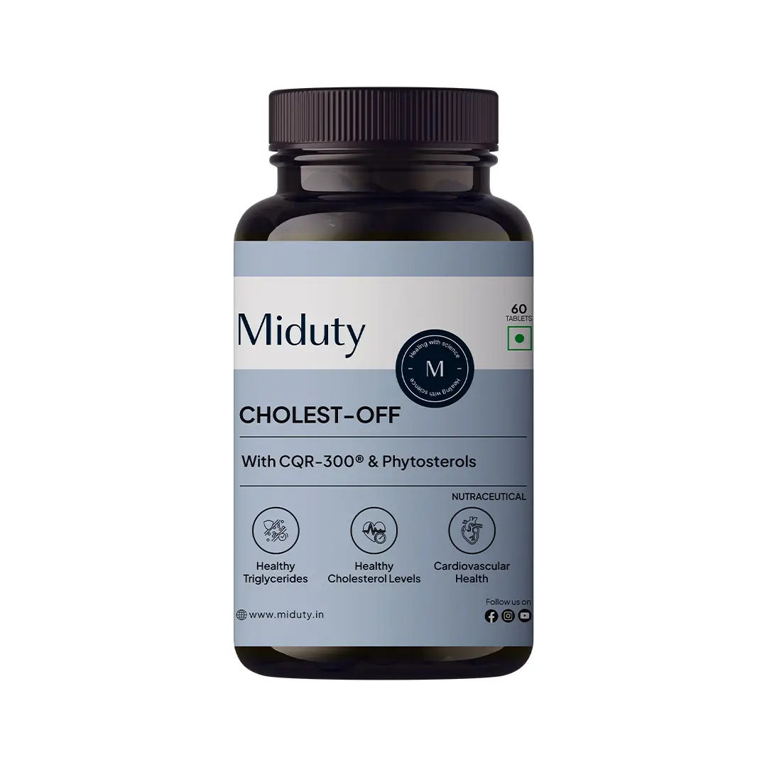 Miduty Cholest Off with Pine phytosterol for Cardiovascular Health and Healthy Cholesterol Levels - Pack of 1 (60 Tablets)