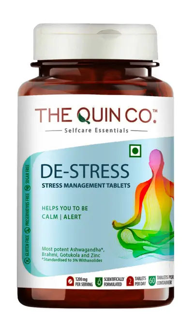 The Quin Co. - De-Stress for calm mind and reduce anxiety - Pack of 1 (60 Tablets)