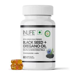 Inlife Black Seed Oil (480 mg) + Oregano Oil (20 mg, 50:1) for Antioxidant, Immune and Wellness Support