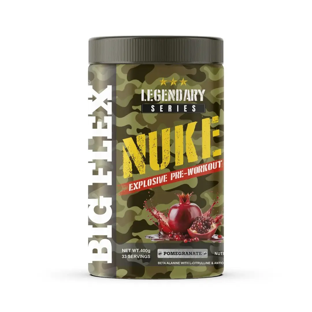 Bigflex Nuke Explosive Pre-Workout for Increased Strength and Focus - Pomegranate,400 gm