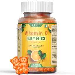 INLIFE - Vitamin C Gummies for Kids Teens Men & Women, Daily Essential Supplements for Immunity Booster, Antioxidant, Skin & Hair Care, Collagen Builder - 30 Orange Flavour Gummies icon