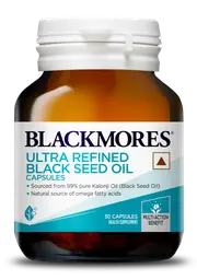 Blackmores - Ultra-Refined Black Seed Oil| Highly-Refined Pure Kalonji Seed oil| 8x Powerful Antioxidant| Healthy Digestion & Boosts Immunity| 30 Capsules icon