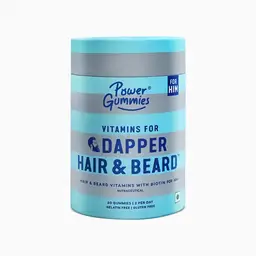 Power Gummies - Vitamin for Dapper Hair & Beard Gummies for Him DHT Blocker Biotin - Blueberry Strawberry Flavour - 60 Gummies icon