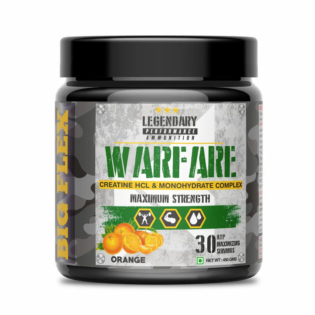 Bigflex Warfare with Creatine HCL and Monohydrate Complex for Endurance and Muscle Recovery - Orange,450 gm