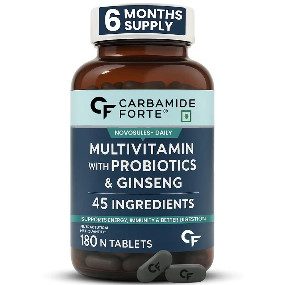 Carbamide Forte - Multivitamin Tablets for Men & Women with Probiotics & Ginseng | Multivitamin supplement with 45 Ingredients - Pack of 1 (180 Tablets)