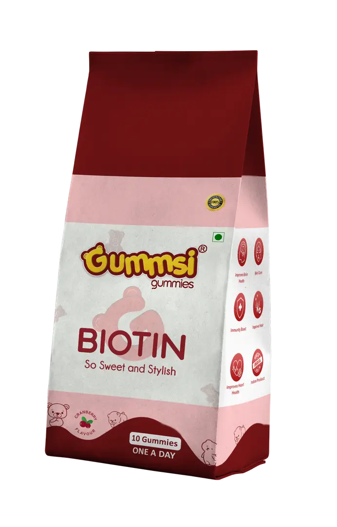 Gummsi Biotin Hair with Biotin, Vitamin A, C, E, Zinc and DHT Blocker for Healthy and Strong Hair - Pack of 1 (10 Gummies)